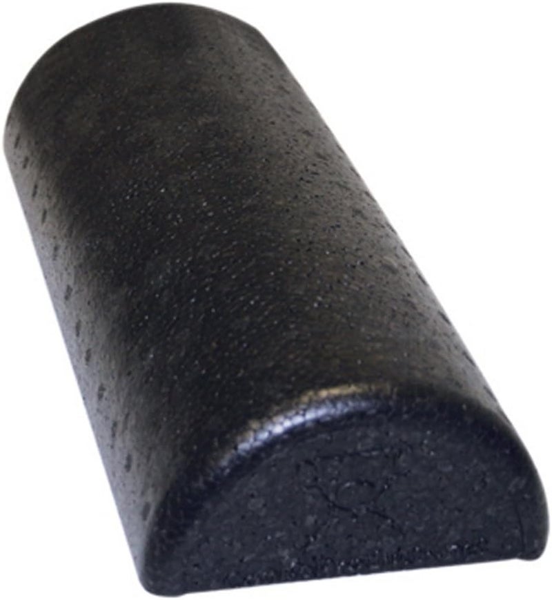 CanDo Black Composite High-Density Half-Round Foam Roller, 6" x 12" for Muscle Recovery and Therapy